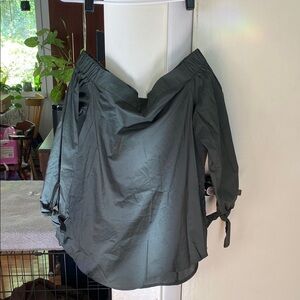 Off the shoulder hunter green top from local boutique- new with tags